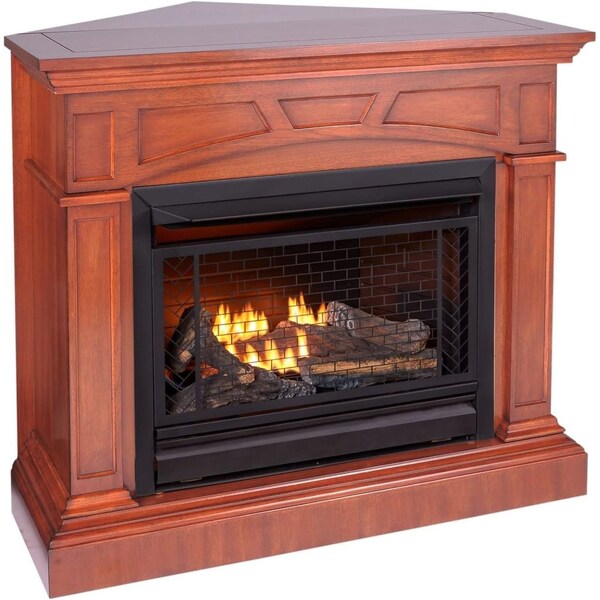 Bluegrass Living Vent Free Natural Gas Fireplace System, 26,000 BTU, Remote Control, Heritage Cherry Finish - B300RTN-2-MHC