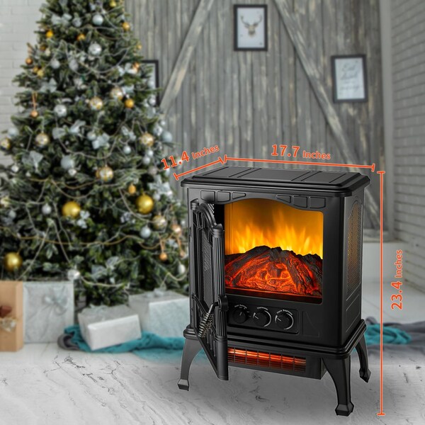 Edendirect 1500W Electric Quartz Infrared Heater, Overheating Protection Fireplace, Space Heater, Black - H3D-B15