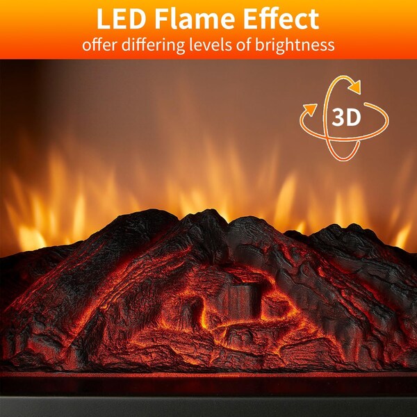 Edendirect 1500W Electric Quartz Infrared Heater, Overheating Protection Fireplace, Space Heater, Black - H3D-B15
