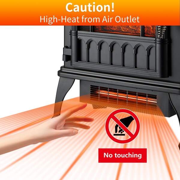 Edendirect 1500W Electric Quartz Infrared Heater, Overheating Protection Fireplace, Space Heater, Black - H3D-B15