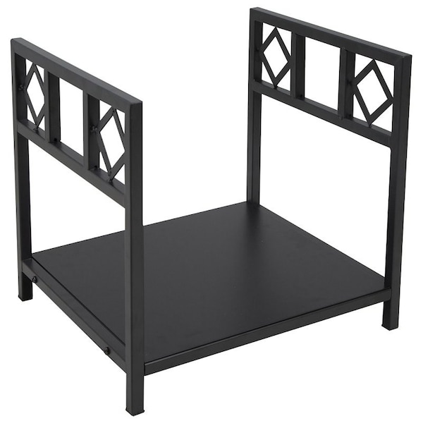 Simple Spaces Log Rack, 13-3/8 in W, 14-1/4 in H, Steel Base, Powder Coated, Black - B90053BK