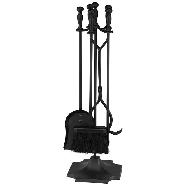 Simple Spaces Simple Spaces T51030BK-C3L Fireplace Tool Set, Black, 5-Piece - T51030BK-C3L