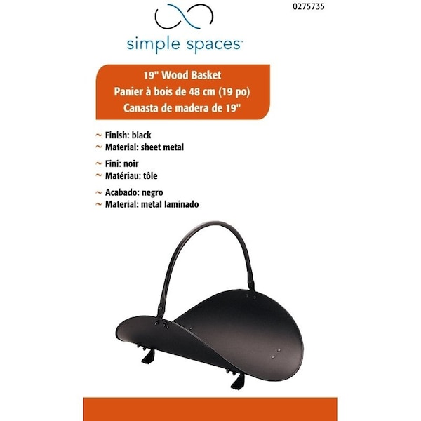 Simple Spaces Simple Spaces B19000BK-T3L Basket Holder, Metal Base - B19000BK-T3L