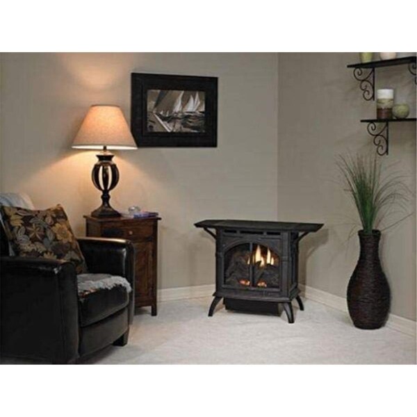 Empire 30 Medium Vent Free Cast Iron Natural Gas Stove with Log Set, Porcelain Black - VFD30CC30BN