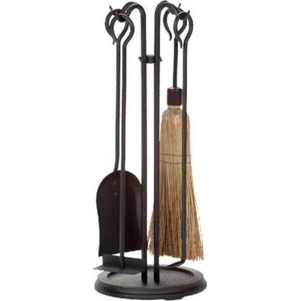 Dagan Dagan 1110 Wrought Iron Stove Fireplace Tool Set - Corn Broom; Black - 5 Piece - 1110