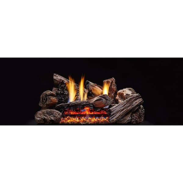 Monessen 24 in. Burncrete Hybrid Moxie Burner Log Set with Glow Getter - 8 Piece - MX24-H