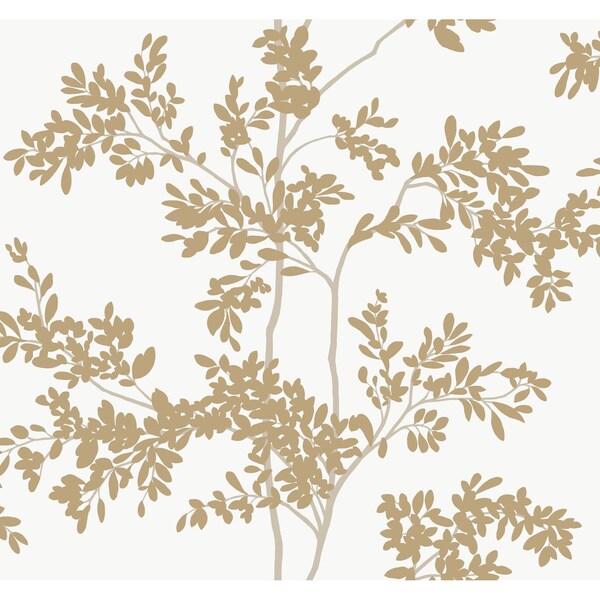 York Wallcoverings Lunaria Silhouette White and Gold Wallpaper Sample - BL1806SAM