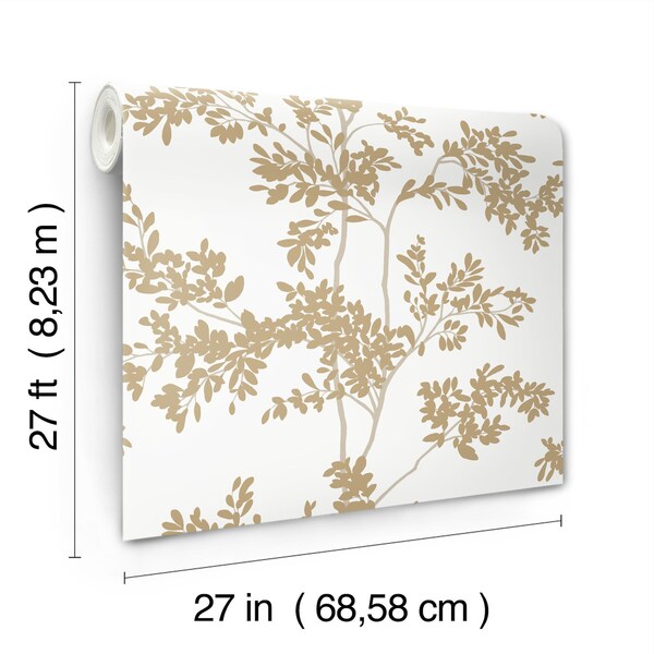 York Wallcoverings Lunaria Silhouette White and Gold Wallpaper Sample - BL1806SAM