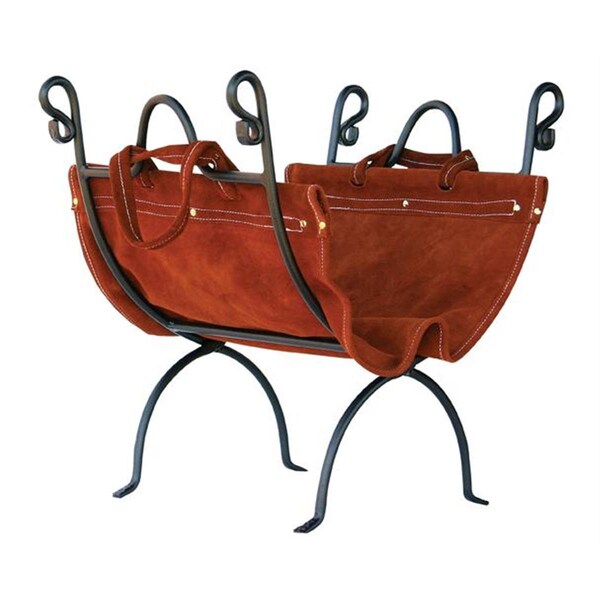 Blueprints Olde World Iron Log Holder With Suede Leather Carrier - BL59899