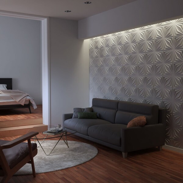 Ekena Millwork 19 5/8in. W x 19 5/8in. H Asher EnduraWall Decorative 3D Wall Panel, White, 50PK - WP20X20AHWH-CASE-50