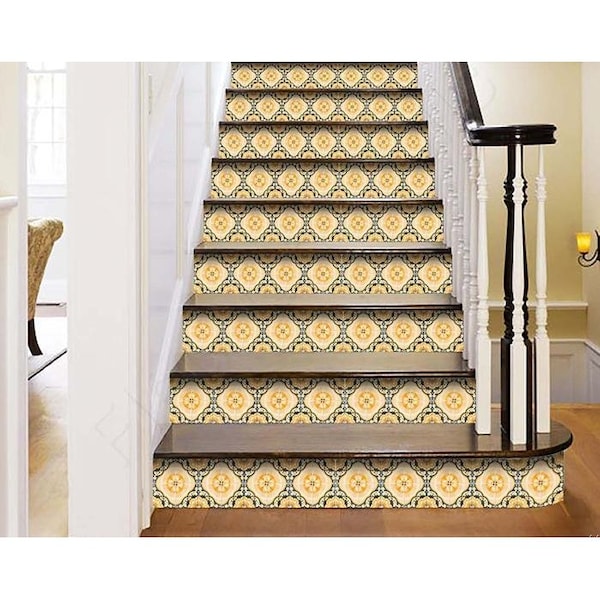 Homeroots 8 x 8 in. Golden Yellow Deco Peel & Stick Removable Tiles - 400089