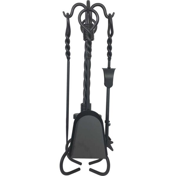 Dagan Dagan 7100BLK Wrought Iron Stove Fireplace Tool Set - Twist Style; Black - 5 Piece - 7100BLK