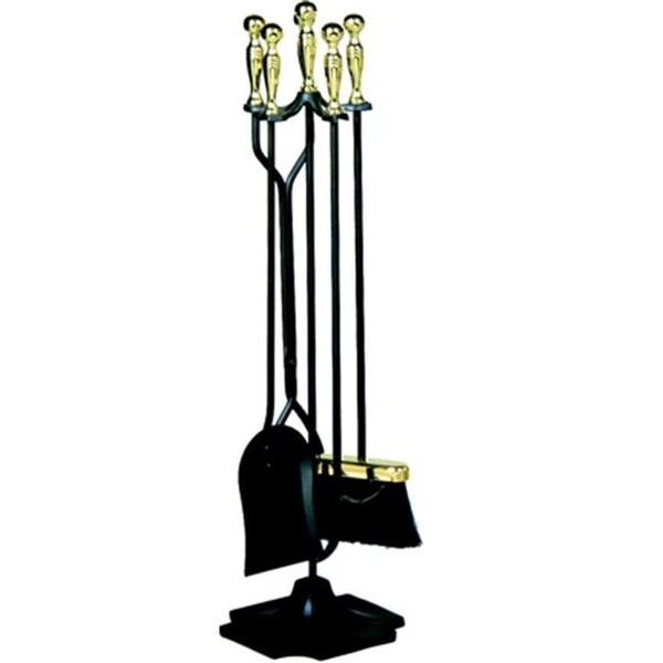 Uniflame Uniflame T51030PK 5 PC POLISHED BRASS & BLACK FIRESET (F-3189) - T51030PK