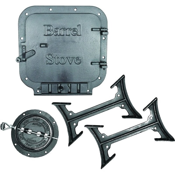 Us Stove Co US STOVE BK100E/BSK1000 Barrel Stove Kit, Iron, 2-Piece, For 30 or 55 gal Barrel Drums - BK100E/BSK1000