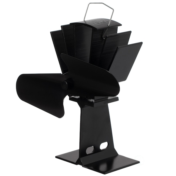 Gardenised Black Indoor Heat Powered Aluminum 2-Blade Wood Stove Fan for Increasing Burning Fireplace - QI004551