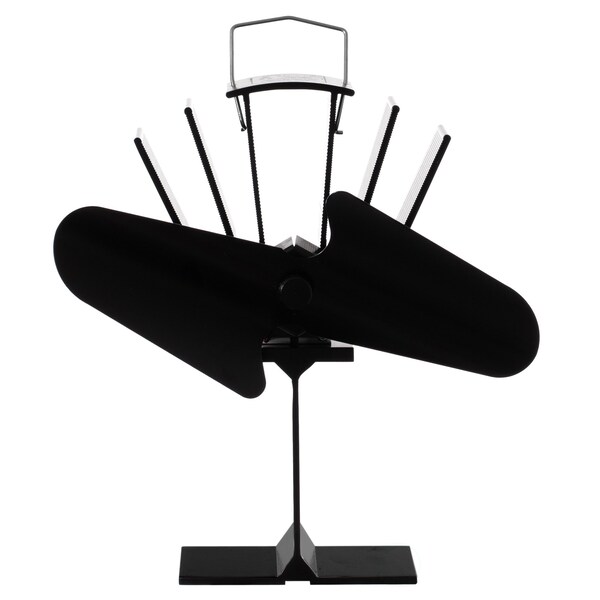 Gardenised Black Indoor Heat Powered Aluminum 2-Blade Wood Stove Fan for Increasing Burning Fireplace - QI004551
