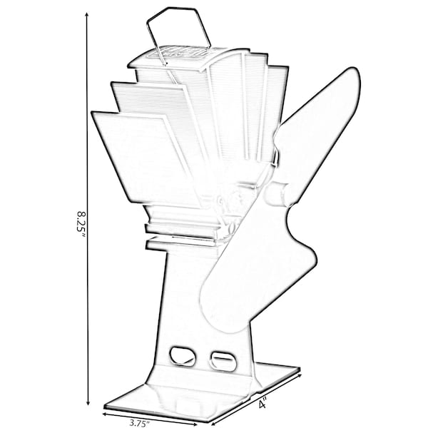 Gardenised Black Indoor Heat Powered Aluminum 2-Blade Wood Stove Fan for Increasing Burning Fireplace - QI004551