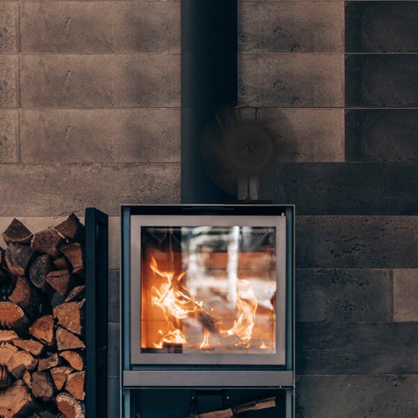 Gardenised Black Indoor Heat Powered Aluminum 2-Blade Wood Stove Fan for Increasing Burning Fireplace - QI004551
