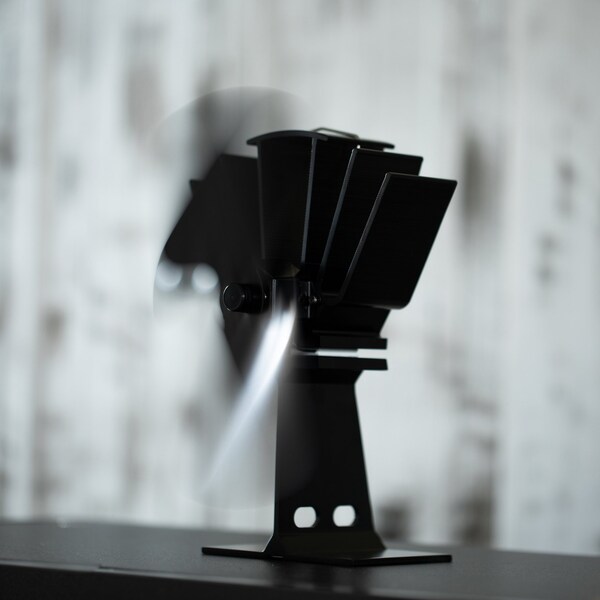 Gardenised Black Indoor Heat Powered Aluminum 2-Blade Wood Stove Fan for Increasing Burning Fireplace - QI004551