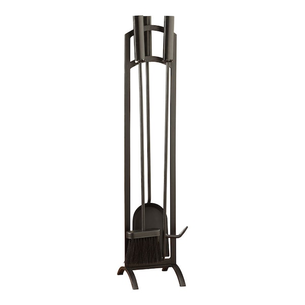 B & K Panacea Black Matte Steel Fireplace Tool Set - 15891