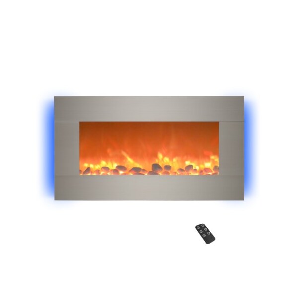Hastings Home Hastings Home 31 inch LED Backlit Fireplace, Silver - 350020NKD