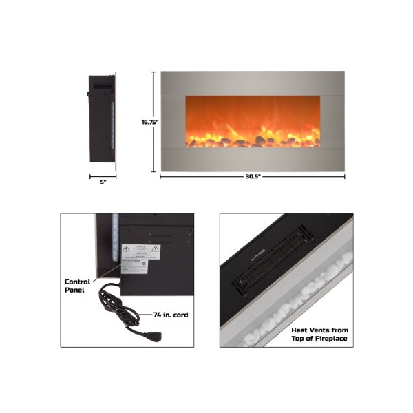 Hastings Home Hastings Home 31 inch LED Backlit Fireplace, Silver - 350020NKD