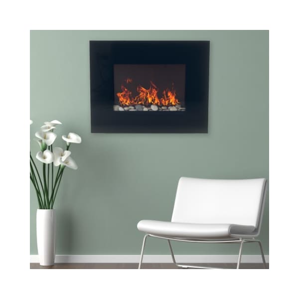 Hastings Home Hastings Home 26-Inch Electric Fireplace, Wall Mount, 2 Heat Settings, Dimmable, Remote Control, Black - 188383ONG