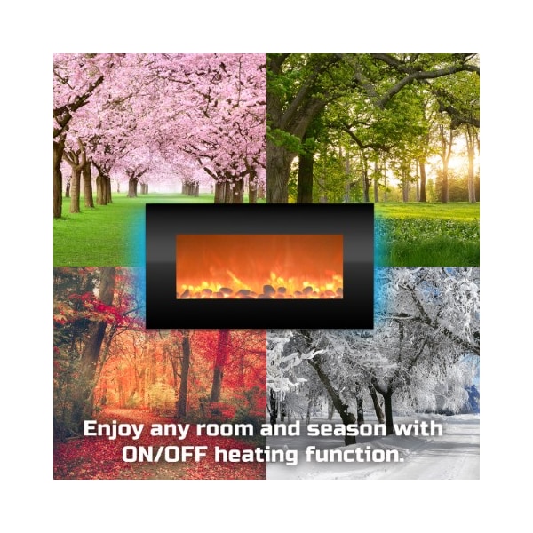 Hastings Home Hastings Home Electric Fireplace 31-inch Wall Mounted, 13 Backlight Colors, Remote Control(Black) - 431647TPF