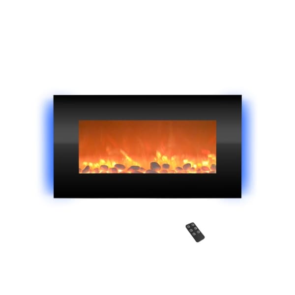 Hastings Home Hastings Home Electric Fireplace 31-inch Wall Mounted, 13 Backlight Colors, Remote Control(Black) - 431647TPF