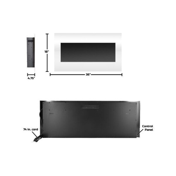 Hastings Home Electric Fireplace Wall Mounted, Color Changing LED Flame and Remote, 36 Inch, (White) - 791130CVG