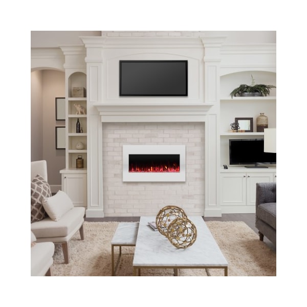 Hastings Home Electric Fireplace Wall Mounted, Color Changing LED Flame and Remote, 36 Inch, (White) - 791130CVG