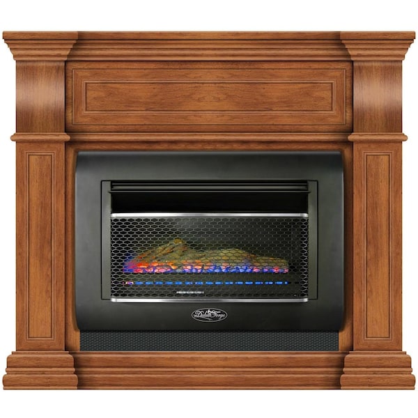 Duluth Forge Mini Hearth Ventless Gas Wall Fireplace, 26,000 BTU, T-Stat Control, Toasted Almond Finish - DF300L-M-TA