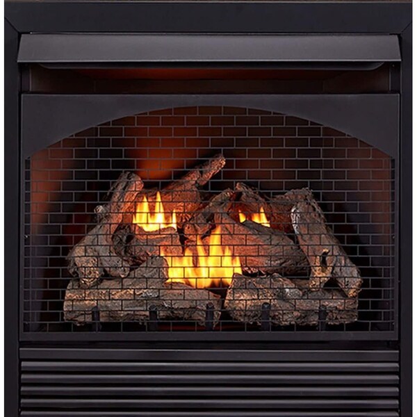 Procom Heating Full Size Dual Fuel Ventless Gas Fireplace With Mantel, 32,000 BTU, Remote Control, Walnut Finish - FBNSD32RT-2WN