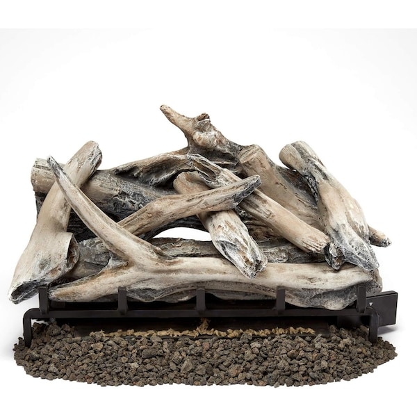 Bluegrass Living Vent Free Dual Fuel Log Set, 24 in Drift Wood, 33,000 BTU, Remote Control - B24DR-ES2