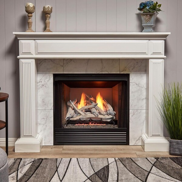 Bluegrass Living Vent Free Dual Fuel Log Set, 24 in Drift Wood, 33,000 BTU, Remote Control - B24DR-ES2