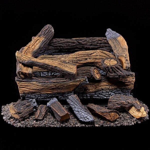 Duluth Forge Vent Free Dual Fuel Log Set - 18 In. Split Red Oak, 30,000 Btu, T-Sta - DLS-18T-1