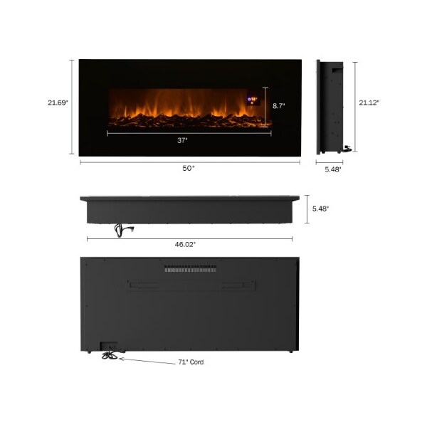 Hastings Home Hastings Home 50-inch Electric Fireplace- Black - 139643QTM