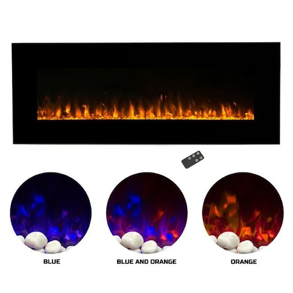 Northwest Northwest 80-2000A-54 54 in. Wall Mounted LED Fire & Ice Flame with Remote Electric Fireplace - 80-2000A-54