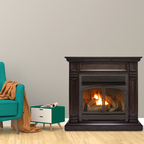 Duluth Forge Dual Fuel Ventless Gas Fireplace With Mantel - 32,000 Btu, T-Stat - DFS-400T-2CH