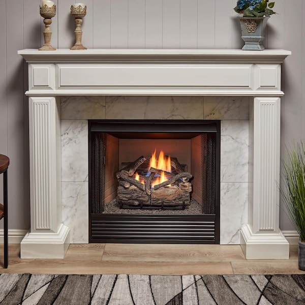 Bluegrass Living Vent Free Dual Fuel Gas Log Set, 18 in Rustic Oak, 30,000 BTU, Remote Control - B18DR-UL4