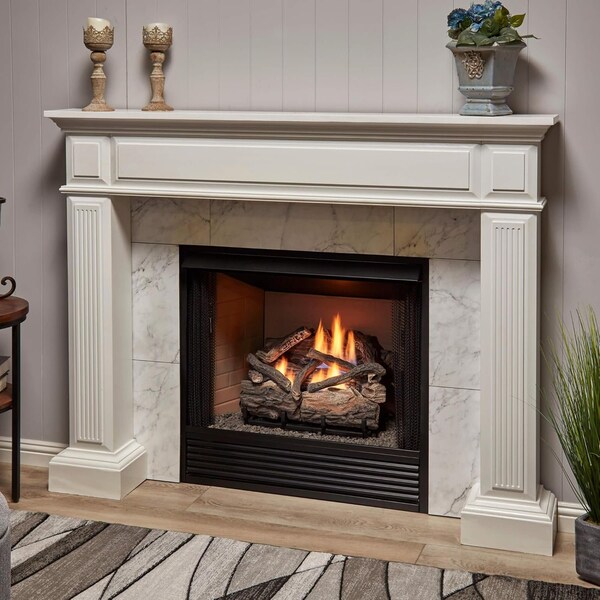 Bluegrass Living Vent Free Dual Fuel Gas Log Set, 18 in Rustic Oak, 30,000 BTU, Remote Control - B18DR-UL4