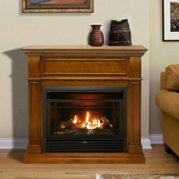 Duluth Forge Dual Fuel Ventless Gas Fireplace With Mantel - 26,000 Btu, T-Stat - DFS-300T-4AS