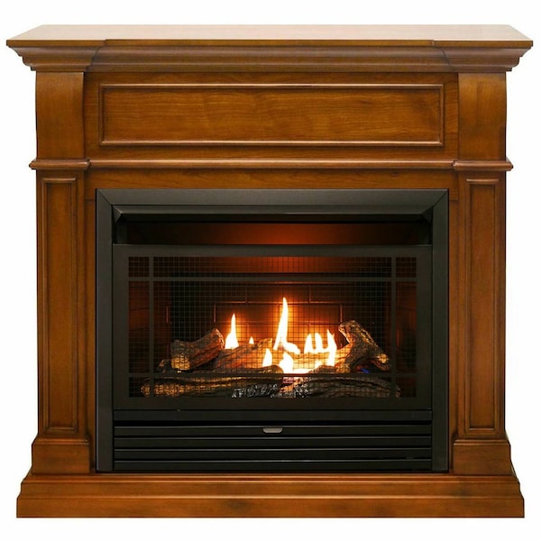 Duluth Forge Dual Fuel Ventless Gas Fireplace With Mantel - 26,000 Btu, T-Stat - DFS-300T-4AS