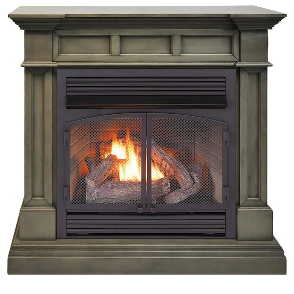 Duluth Forge Dual Fuel Ventless Gas Fireplace With Mantel - 32,000 Btu, Remote - DFS-400R-2GR