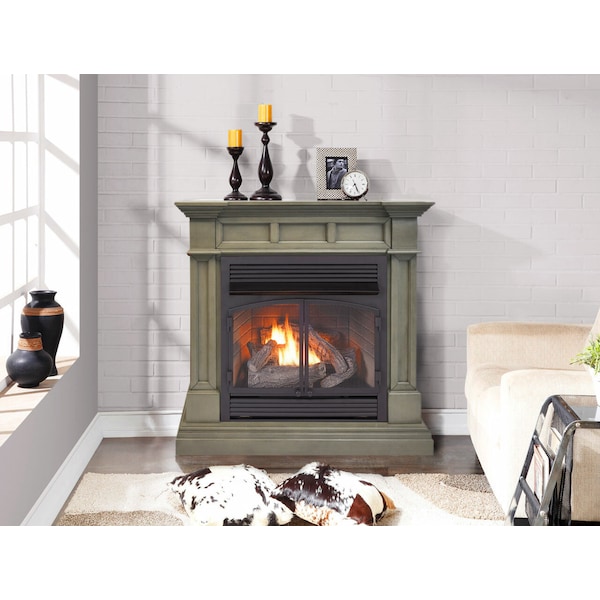 Duluth Forge Dual Fuel Ventless Gas Fireplace With Mantel - 32,000 Btu, Remote - DFS-400R-2GR