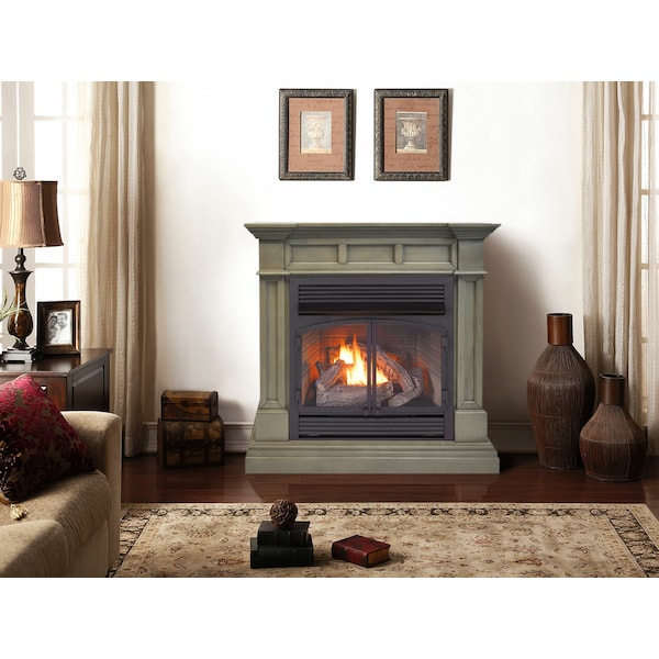 Duluth Forge Dual Fuel Ventless Gas Fireplace With Mantel - 32,000 Btu, Remote - DFS-400R-2GR