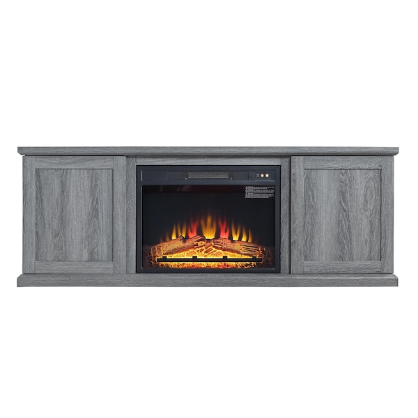 Manhattan Comfort Franklin 60" Fireplace with 2 Doors in Grey - FP3-GY