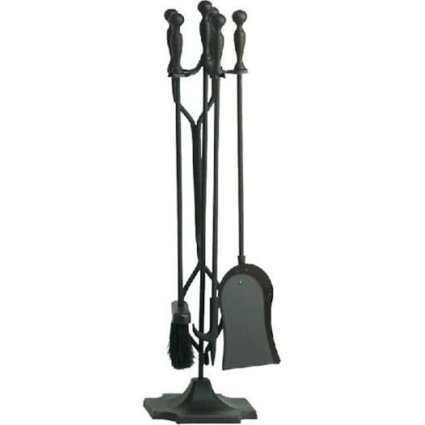 Dagan Dagan 1532 Fireplace Tool Set - Rail on Base; Black - 5 Piece - 1532