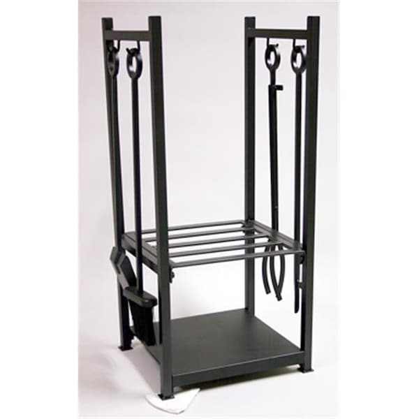 Uniflame Uniflame W-1052 BLACK WROUGHT IRON LOG RACK WITH TOOLS - W-1052