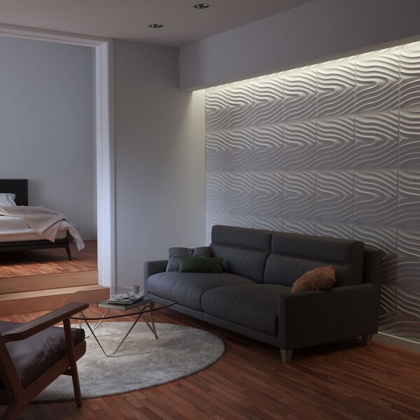 Ekena Millwork 19 5/8in. W x 19 5/8in. H Kahuna EnduraWall Decor 3D Wall Panel Covers, Total 32.1 Sq. Ft., 12PK - WP20X20KHWH-CASE-12